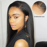 Black Straight Hd Invisible Swiss Lace Front Wig Brazilian Virgin Human Hair - Luckin Wigs