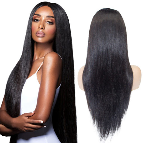 22 inches black straight virgin human hair glueless lace wigs for gorgeous girls - Luckin Wigs