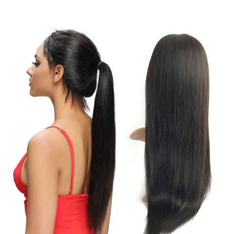 22 Inches Black Straight Virgin Human Hair 360 Lace Wigs For Gorgeous Girls with Baby Hair - Luckin Wigs