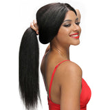 Soft Remy Human Hair 1B 16" Glueless Full Lace With Silk Top Yaki Wigs - Luckin Wigs